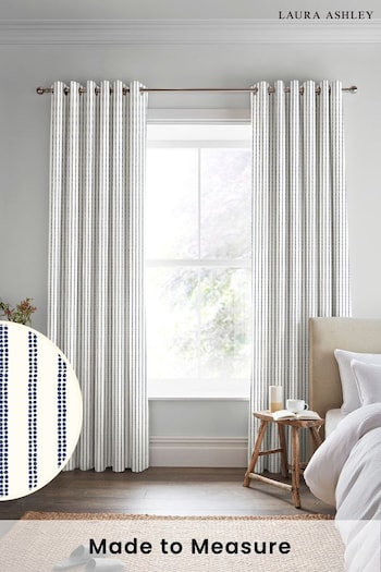 Laura Ashley French Navy Blue Candy Stripe Made To Measure Curtains (D04322) | £100
