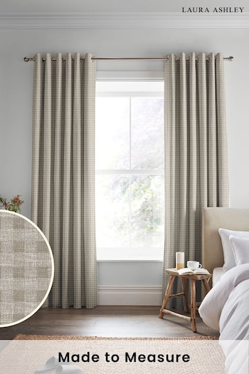 Laura Ashley Almond Brown Gingham Made To Measure Curtains (D04333) | £100