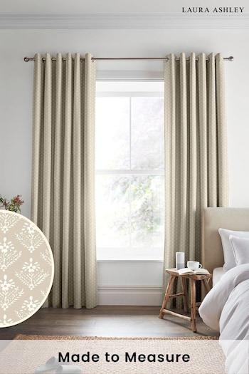 Laura Ashley Almond Natural Lady Fern Made To Measure Curtains (D04338) | £100