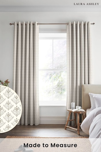 Laura Ashley Dark Dove Grey Lady Fern Made To Measure Curtains (D04339) | £100