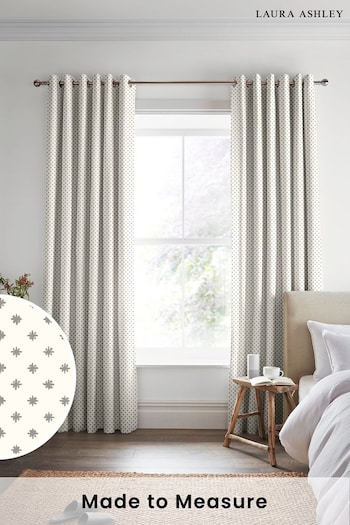 Laura Ashley Steel Grey Louise Star Made To Measure Curtains (D04349) | £100