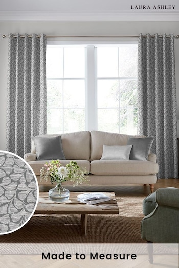 Laura Ashley Steel Grey Maidenhair Woven Made To Measure Curtains (D04351) | £109