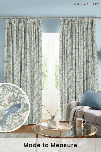 Laura Ashley Seaspray Blue Osterley Birds Made To Measure Curtains (D04360) | £100