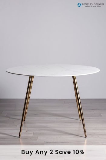 Bentley Designs White Marble Effect Tempered Glass 4 Seater Dining Table (D04820) | £240