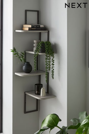 Grey Concrete Effect Corner Wall Shelves (D04909) | £50