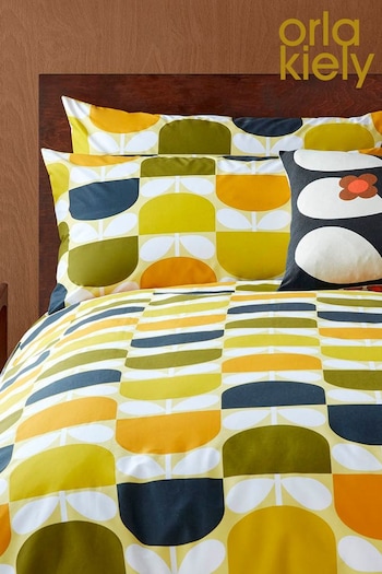 Orla Kiely Yellow Block Stem Pillowcases 2 Pack (D04967) | £22