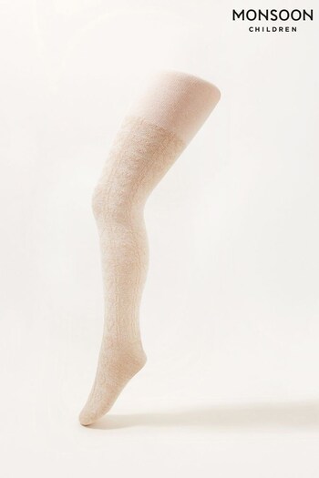 Monsoon Girls Pink Sparkle Cable Knit Tights (D04993) | £9 - £10