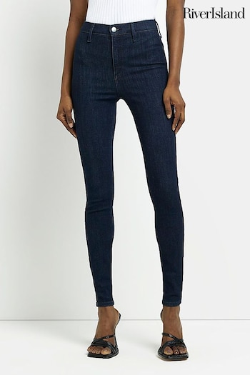 River Island Blue High Waisted Skinny Jeans (D06127) | £35