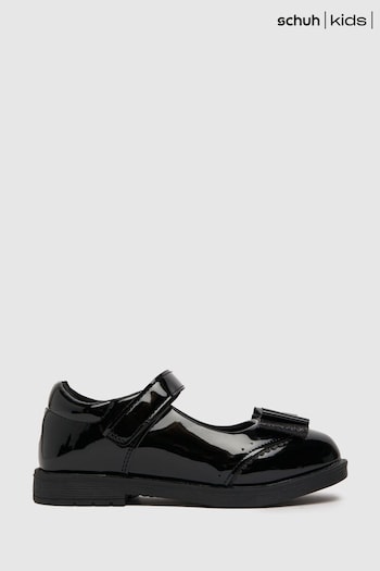 Schuh Laughter Patent Black Bow Shoes (D06210) | £28