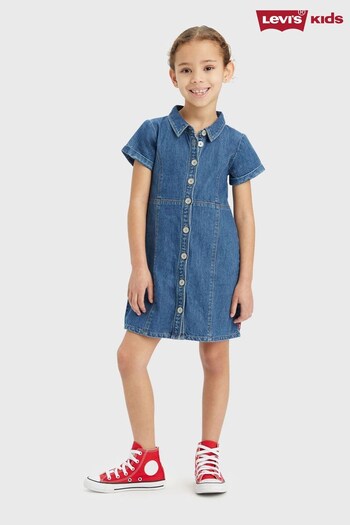 Levi's® Blue Button Up Denim Short Sleeved Dress (D06310) | £60 - £65