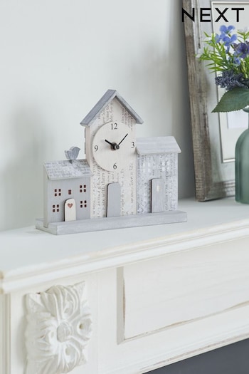 Grey Houses Mantel Clock (D06668) | £18