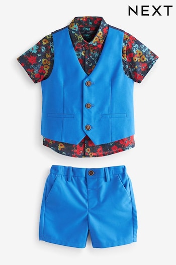 Cobalt Blue Waistcoat, Shirt, Shorts & Bow Tie Set (3mths-9yrs) (D06708) | £39 - £45