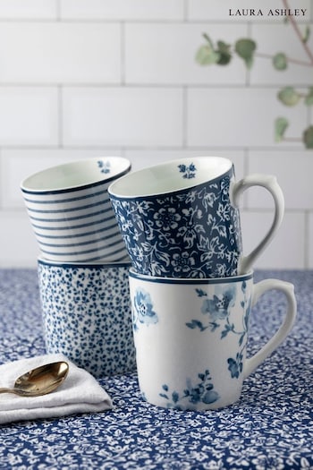 Laura Ashley Set of 4 Blue mugs Blueprint Collectables (D06831) | £48