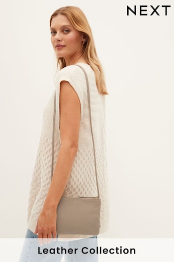 Taupe Small Leather Cross-Body Bag (D07035) | £26