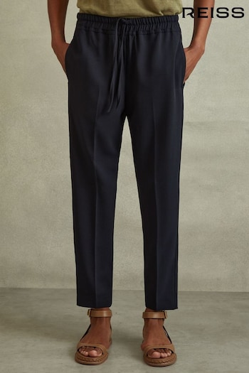 Reiss Navy Hailey Petite Tapered Pull On Trousers (D07110) | £98