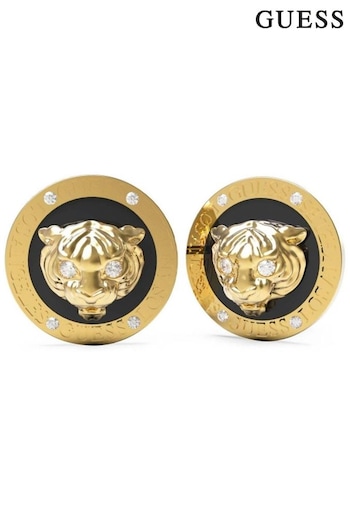 Guess Ladies Gold Tone Jewellery Daktari Coin Stud Earrings (D07141) | £49