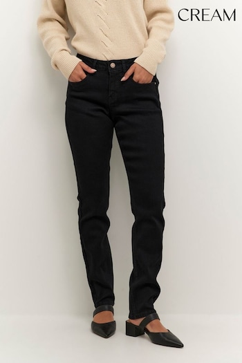 Cream Lone Black Mid Rise Straight Leg Jeans (D07430) | £65