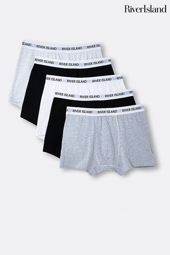 River Island Grey Multipack of 5 Boxers (D07631) | £25