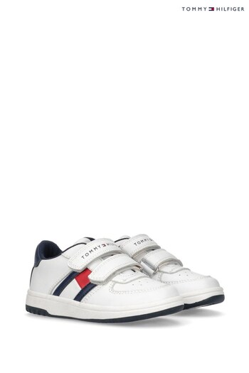 Tommy Hilfiger White Low Cut Velcro Trainers (D07664) | £69 - £73
