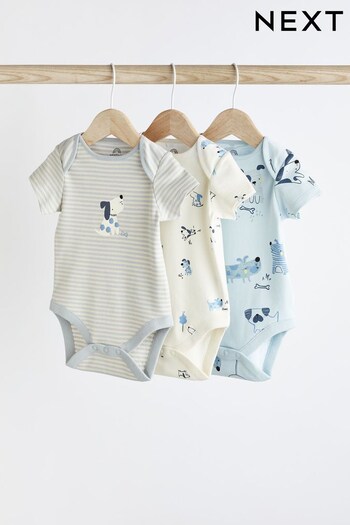 Blue Baby Short Sleeve Bodysuits 3 Pack (D07859) | £13 - £15