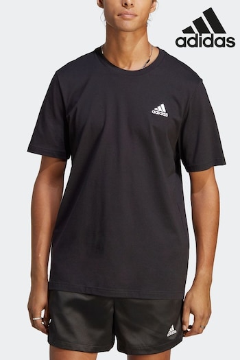 adidas Black Sportswear Essentials Single Jersey Embroidered Small Logo T-Shirt (D07870) | £18
