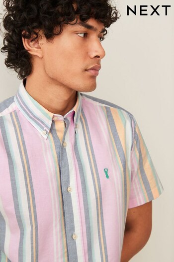 Pink Short Sleeve Stripe Oxford Shirt (D07910) | £28