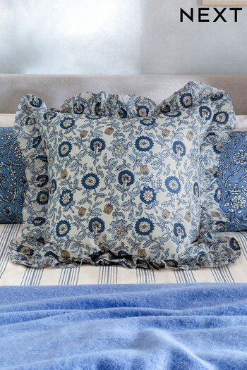 Navy Blue Paisley Print Cushion (D07923) | £17
