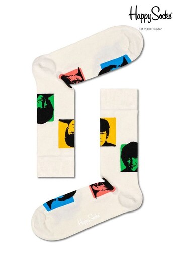 Happy Socks Beatles Silhouettes White Socks (D07971) | £14