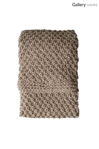 Gallery Home Natural Moss Chunky Knitted Throw (D08163) | £54