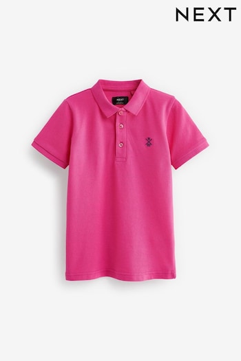 Pink Short Sleeve buttondown Polo Shirt (3-16yrs) (D08225) | £7 - £12