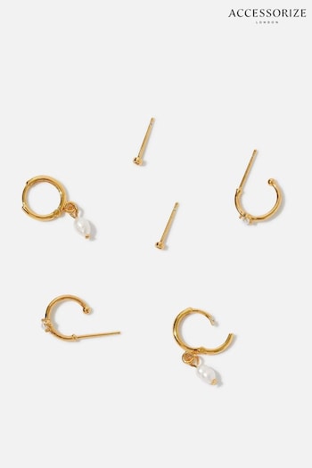 Z by Accessorize Cream Gold-Plated Pearl Earring Set (D08632) | £17