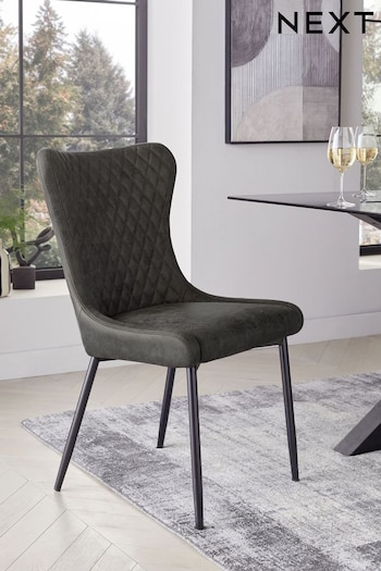 Set of 2 Monza Faux Leather Dark Grey Hamilton Hamilton High Back Dining Chairs (D08665) | £299