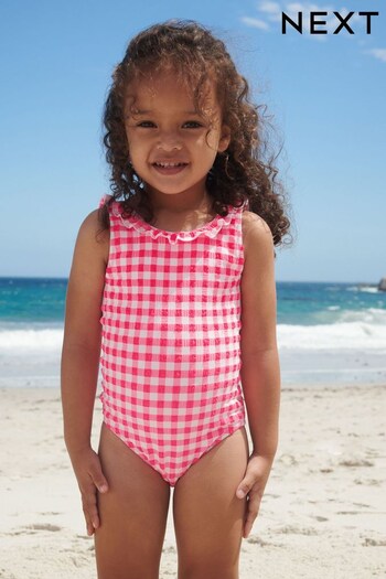 Pink/White Gingham Swimsuit (3mths-10yrs) (D08681) | £15 - £17