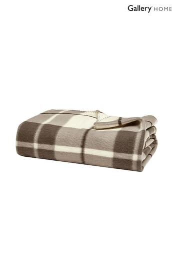 Gallery Home Natural Teddy Checked Fleece Blanket (D08710) | £18