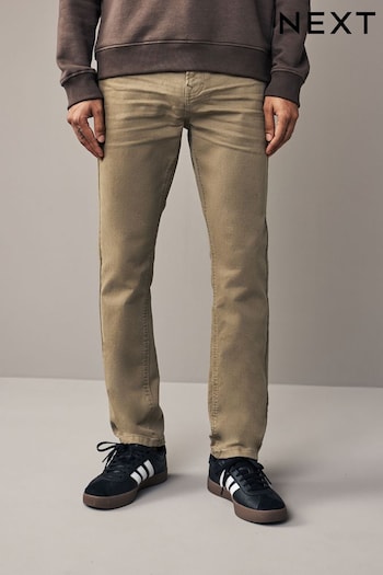 Tan Brown Slim Coloured Stretch Jeans Asymmetrical (D08712) | £28