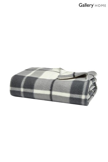 Gallery Home Grey Checked Fleece Blanket (D08846) | £18