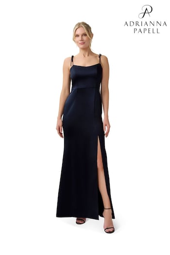 Adrianna Papell Black Satin Crepe Gown (D08950) | £199