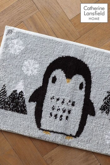 Catherine Lansfield Grey Cosy Penguin Christmas Bath Mat (D09095) | £16