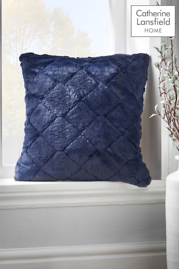 Catherine Lansfield Blue Cosy Diamond Cushion (D09096) | £16