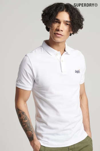 Superdry White Organic Cotton Classic Pique Polo Shirt (D09113) | £40