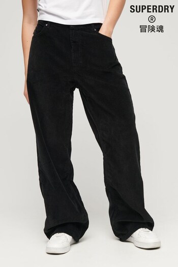 Superdry Black Vintage Wide Leg Cord Trousers Dani (D09146) | £60