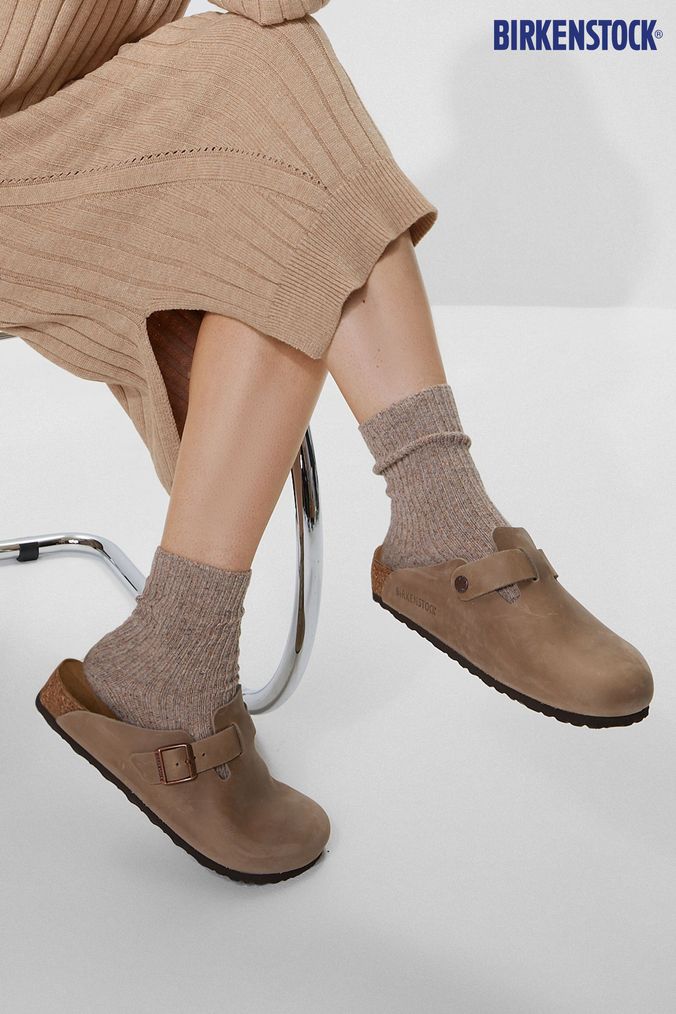 Birkenstock Boston Brown Oiled Leather Clogs (D09204) | £115