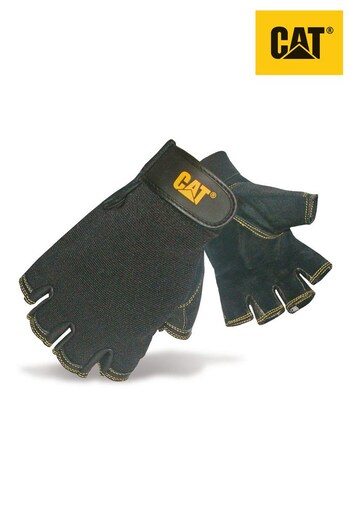 Caterpillar Black Leather Fingerless Gloves (D09538) | £20