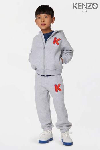 KENZO KIDS Grey K Logo Zip Through Hoodie (D09943) | £128 - £159