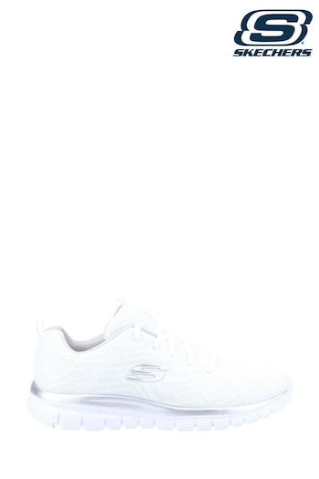 Skechers Crystal White Graceful Get Connected Sports Womens Trainers (D10071) | £59