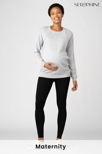 Seraphine Grey Maternity Relaxed Knit Sweater With Zip Nursing (D10134) | £65