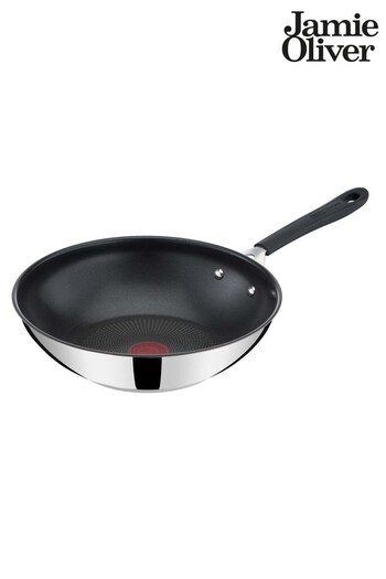 Jamie Oliver Grey Quick & Easy Stainless Steel Wok 28cm (D10369) | £35