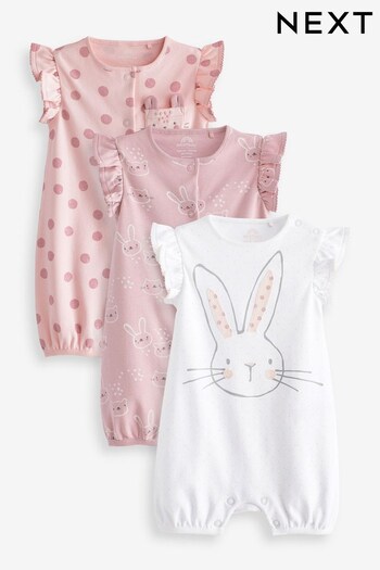 Pink Bunny Baby Rompers 3 Pack (D10427) | £17 - £21