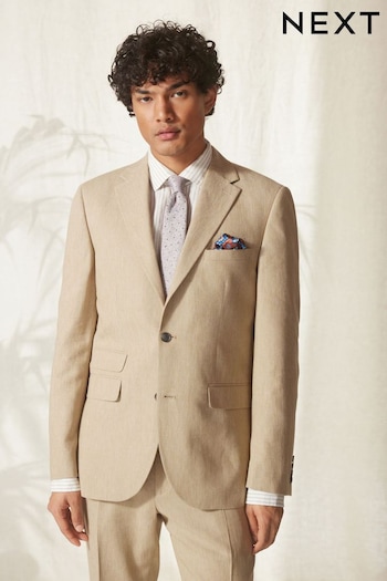 Stone Tailored Fit Linen Blend Suit Jacket (D10553) | £89