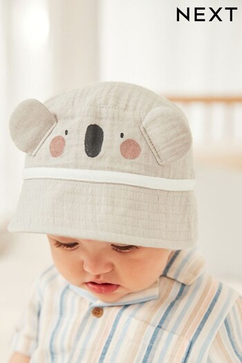 Grey Character Baby Bucket Hat (0mths-2yrs) (D10706) | £8.50